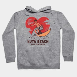 Vintage Surfing You'll Love Kuta Beach, Bali Indonesia // Retro Surfer's Paradise Hoodie